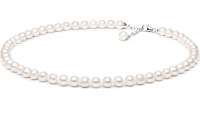 Klassische Perlenkette weiß rund 7-7.5 mm, 45 cm, Verschluss 925er Silber mit Perle, Gaura Pearls, Estland